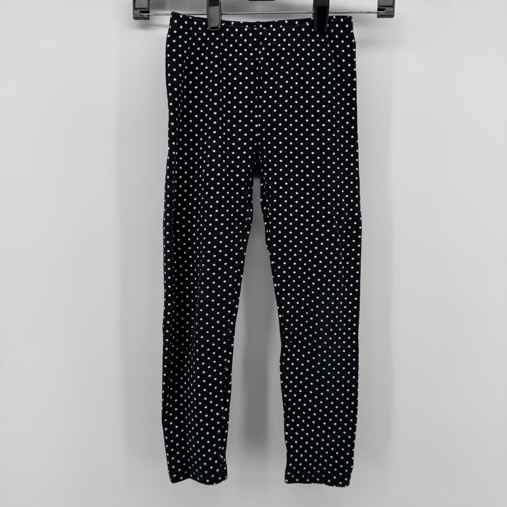 Gymboree Ribbed Knit‎ Leggings Size 7 Black White Polka Dot Cotton Pants Skinny
